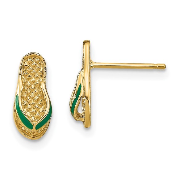 14k Solid Gold Flip Flops Charm Pendant Necklace - 3D Summer Beach Sandal Jewelry Gift - View #2
